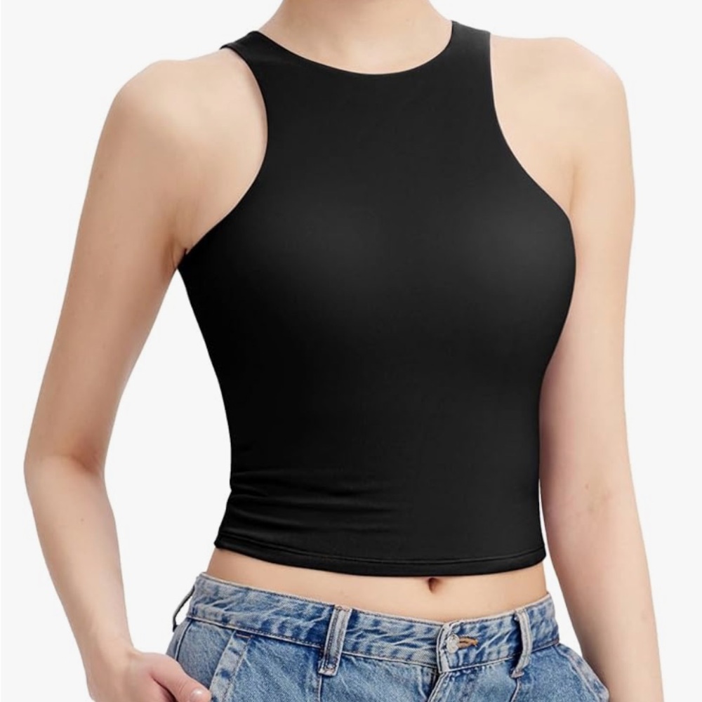 Pumiey high neck Black Sleeveless Women's crop Top woman smoke cloud pro coll.